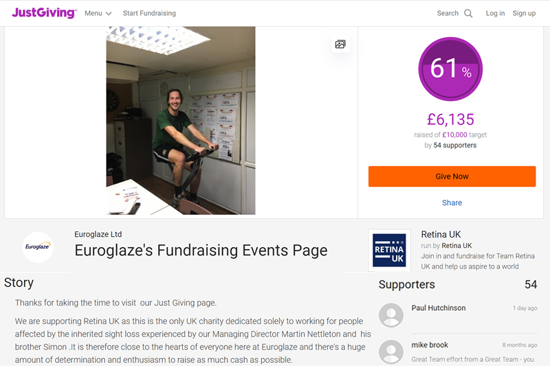 Euroglaze Raising Funds For Retina UK